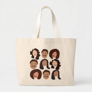 Bolsa Tote Grande Pessoas Sorrindo Rosto Feliz