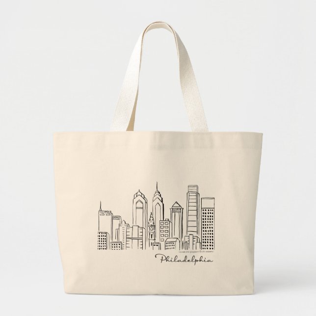 Bolsa Tote Grande Philadelphia Skyline Tote Bag - Jumbo/Grande Taman (Frente)