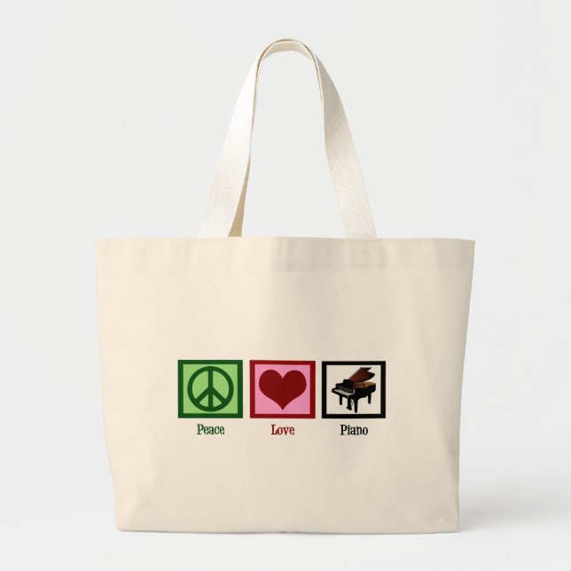 Bolsa Tote Grande Piano do amor da paz (Frente)