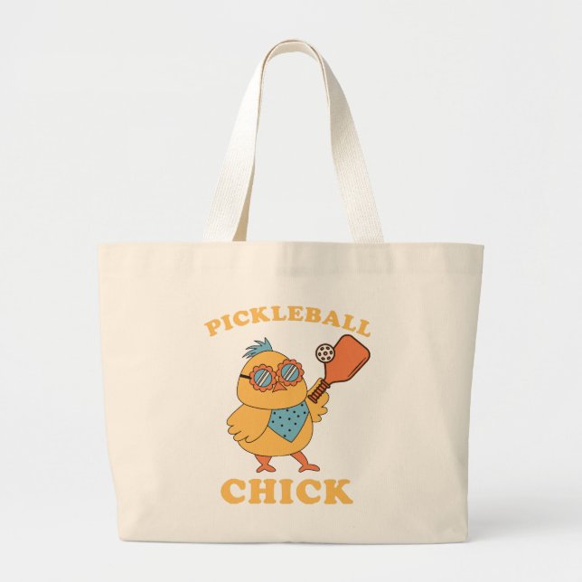 Bolsa Tote Grande Pickleball Chick - retrô (Frente)