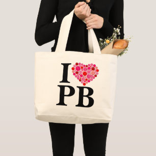 Bolsa Tote Grande Pickleball Preenchido Coração Rosa e Vermelho I Co