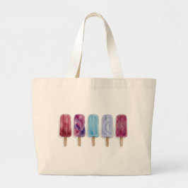 Bolsa Tote Grande Picolés pintura em aquarela vibrações de verão art