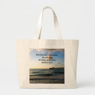 BOLSA TOTE GRANDE PICTURESQUE MATTHEW 19:26 OCEAN PHOTO DESIGN