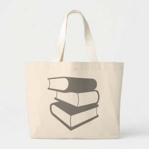 Bolsa Tote Grande Pilha De Livros De Cinza