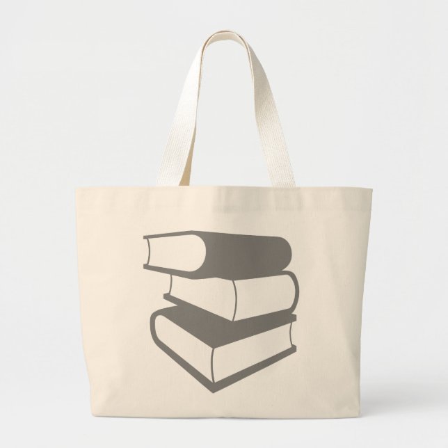 Bolsa Tote Grande Pilha De Livros De Cinza (Frente)