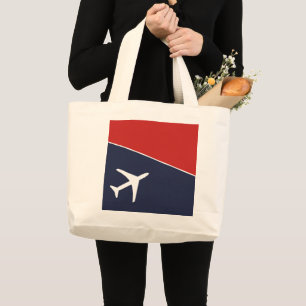 Bolsa Tote Grande Piloto de avião de avião de avião branco Funky