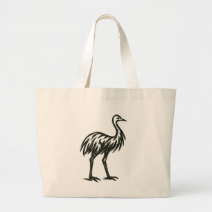 Bolsa Tote Grande Pincel de Tinta Selvagem de Emu Negrito Ilustração