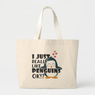 Bolsa Tote Grande Pinguim Bonito Eu Gosto Muito De Pinguins, Ok?