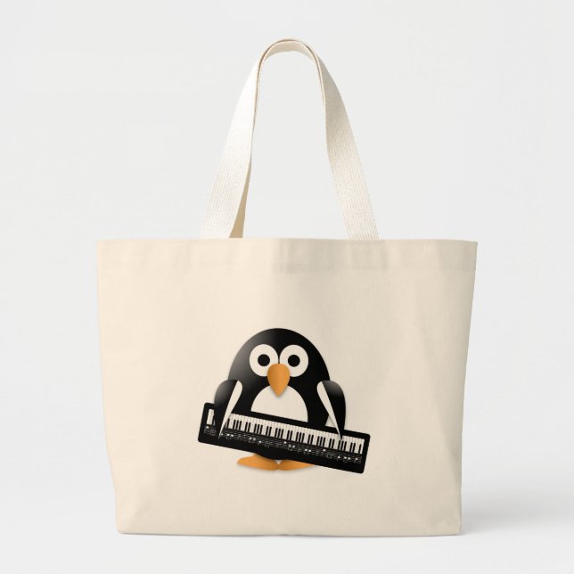 Bolsa Tote Grande Pinguim com piano (Frente)