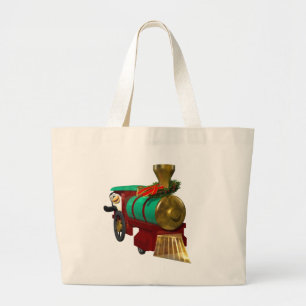 Bolsa Tote Grande Pinguim de Cartoon Bonito e Comboio de Natal
