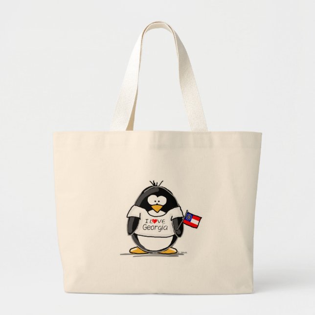 Bolsa Tote Grande Pinguim de Geórgia (Frente)