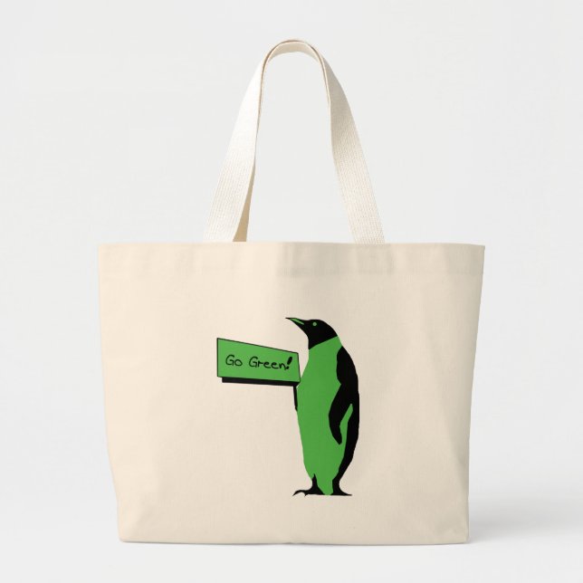 Bolsa Tote Grande Pinguim do Dia da Terra (Frente)
