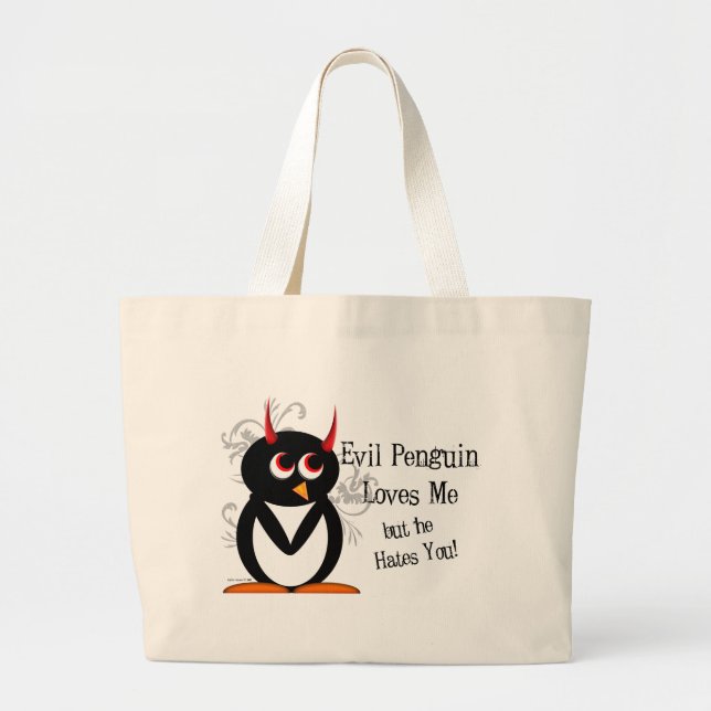 Bolsa Tote Grande Pinguim mau na sacola do amor (Frente)