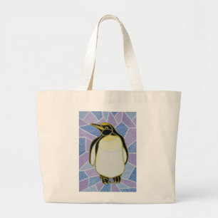 Bolsa Tote Grande Pinguim no vitral