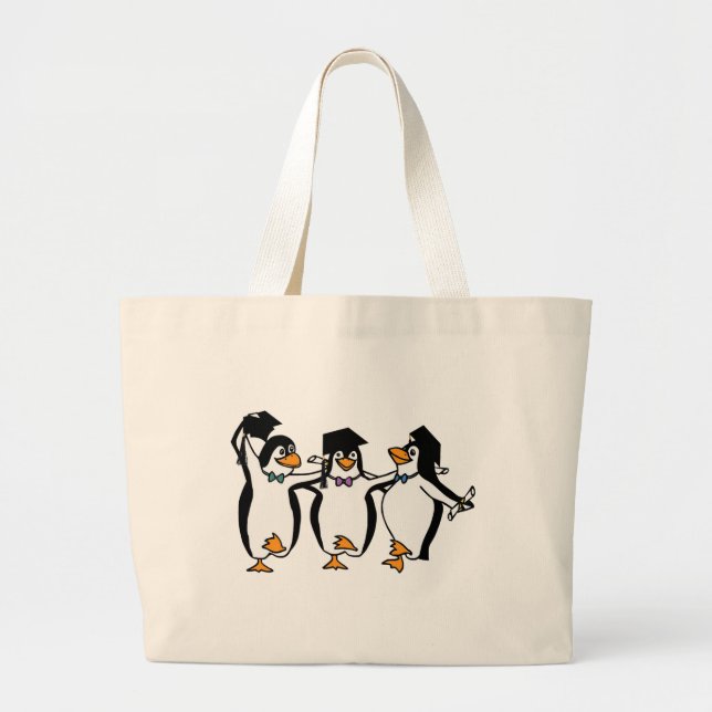 Bolsa Tote Grande Pinguins de Graduação (Frente)