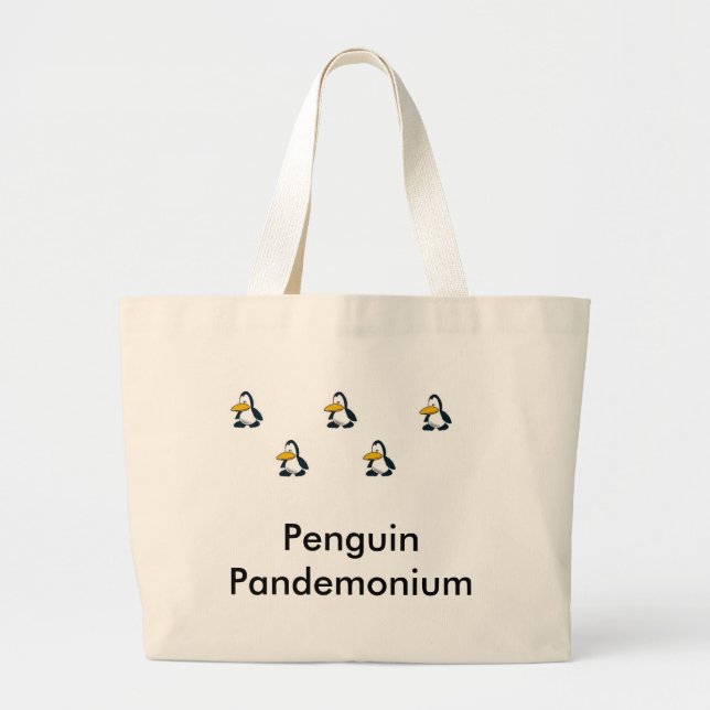 Bolsa Tote Grande Pinguins, pinguins em toda parte (Frente)