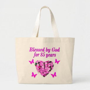 BOLSA TOTE GRANDE PINK FLORAL BOMBADO POR DEUS POR 85 ANOS