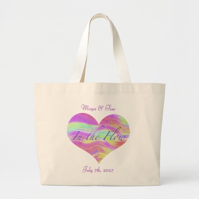 Bolsa Tote Grande Pink Green Heart  (Frente)