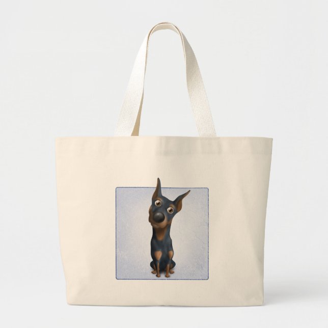 Bolsa Tote Grande Pinscher do Doberman (preto & Tan) DOB1 (Frente)