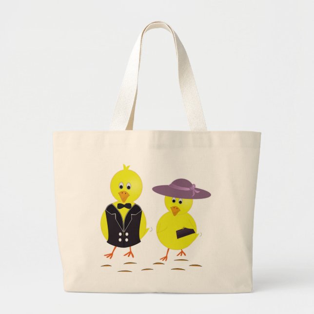 Bolsa Tote Grande pintinhos "FELZ PASCOA" (Frente)
