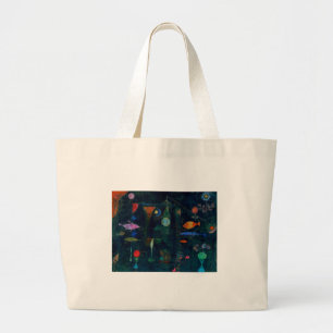 Bolsa Tote Grande Pintura Abstrata Magia de Peixes de Paul Klee Arte