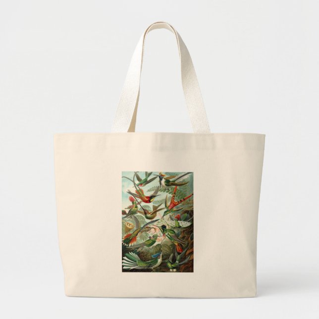 Bolsa Tote Grande pintura clássica da fauna selvagem de beija-flor (Frente)