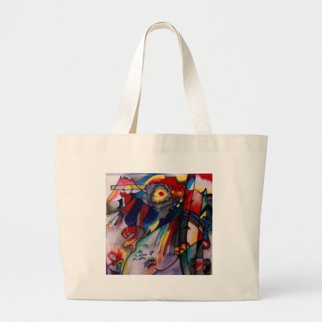 Bolsa Tote Grande Pintura de Abstrato Kandinsky 1913 (Frente)