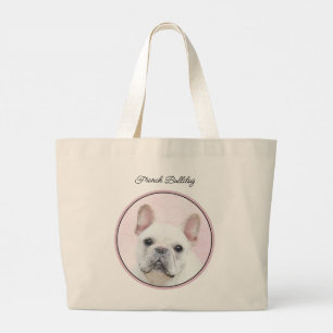 Bolsa Tote Grande Pintura de Buldogue Francês Pintura de Cachorro Br