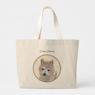 Bolsa Tote Grande Pintura de Cachorro Cairn Terrier Filhote Arte de
