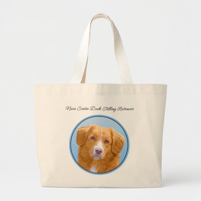 Bolsa Tote Grande Pintura de Cachorro de Retriever com Tolerância a  (Frente)