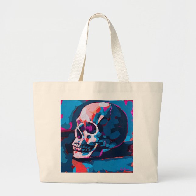 Bolsa Tote Grande Pintura de Caveira Cromática (Frente)