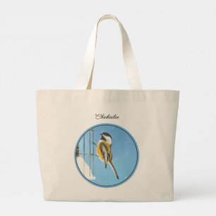 Bolsa Tote Grande Pintura de Pássaro Original do Alimentador de Inve