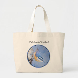 Bolsa Tote Grande Pintura De Pássaros Original De Raça Vermelha