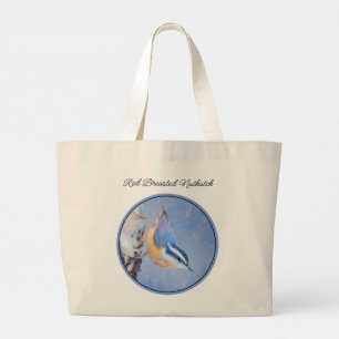 Bolsa Tote Grande Pintura De Pássaros Original De Raça Vermelha