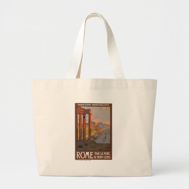 Bolsa Tote Grande Pintura de Viagem de Anúncio da Roma Antiga (Frente)