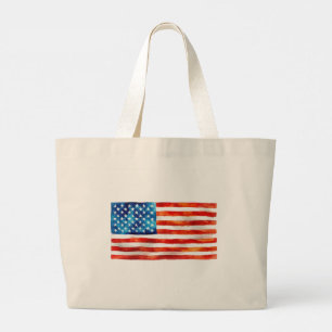 Bolsa Tote Grande Pintura em Aquarela da Bandeira Americana Artístic