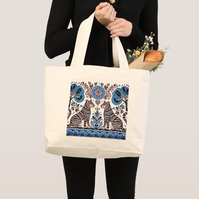 Bolsa Tote Grande pintura madhubani (Frente (produto))