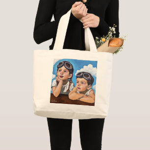 Bolsa Tote Grande Pintura Moderna de Querubim - Arte Inspirada em Re