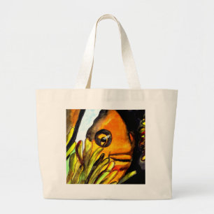 Bolsa Tote Grande Pintura original da arte da aguarela alaranjada