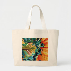 Bolsa Tote Grande Pintura original de arte em aquarela do girassol a