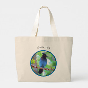 Bolsa Tote Grande Pintura original de aves selvagens de Steller