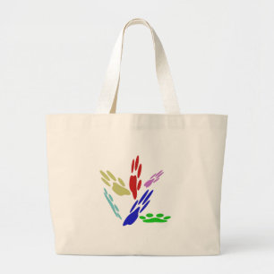 Bolsa Tote Grande Pinturas De Pata De Cão Com Bolinhas