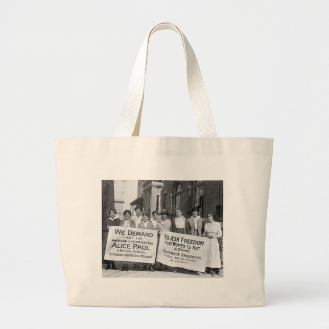 Bolsa Tote Grande Piquetes do sufrágio das mulheres, 1917 (Frente)