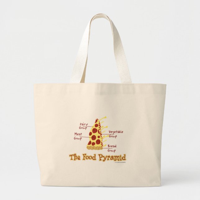 Bolsa Tote Grande Pirâmide da Comida da Pizza Engraçada (Frente)