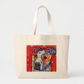 Bolsa Tote Grande Pitbull cósmico - colorido brilhante - ideia do