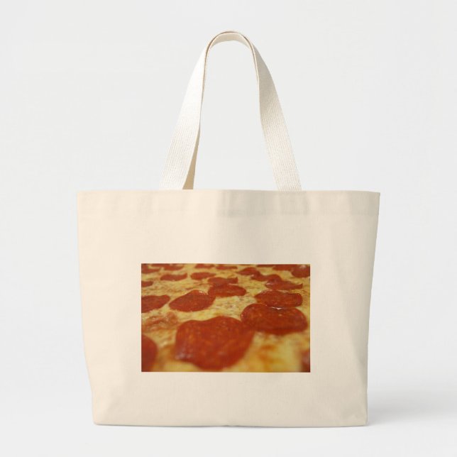 Bolsa Tote Grande pizza de pepperoni (Frente)