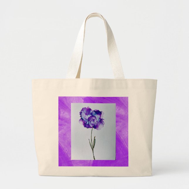 Bolsa Tote Grande Placa de Flor Roxa (Frente)