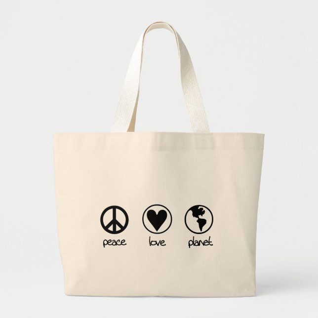 Bolsa Tote Grande Planeta do amor da paz - saco (Frente)