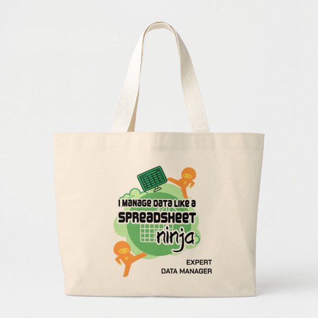 Bolsa Tote Grande Planilha do gerenciador de dados personalizados di (Frente)