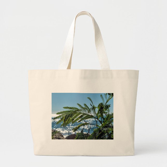 Bolsa Tote Grande Plantas y mar azul (Frente)
